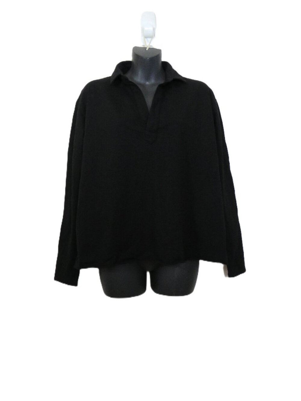 Frank & Eileen Size Small Black Long Sleeve Popover Top NEW